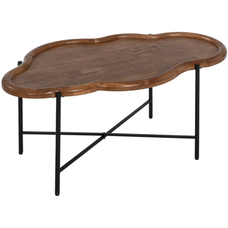 Table basse gigogne originale Nuage en Bois d'hévéa Marron Verre Métal Noir Dalven - 3