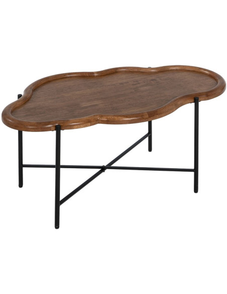 Table basse gigogne originale Nuage en Bois d'hévéa Marron Verre Métal Noir Dalven - 3