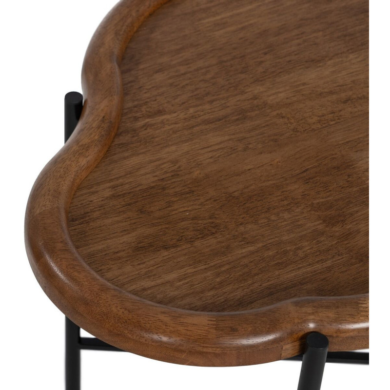 Table basse gigogne originale Nuage en Bois d'hévéa Marron Verre Métal Noir Dalven - 5