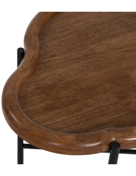 Table basse gigogne originale Nuage en Bois d'hévéa Marron Verre Métal Noir Dalven - 5