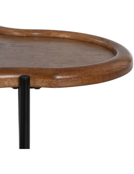 Table basse gigogne originale Nuage en Bois d'hévéa Marron Verre Métal Noir Dalven - 7