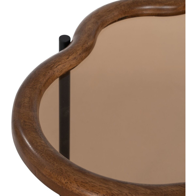Table basse gigogne originale Nuage en Bois d'hévéa Marron Verre Métal Noir Dalven - 8