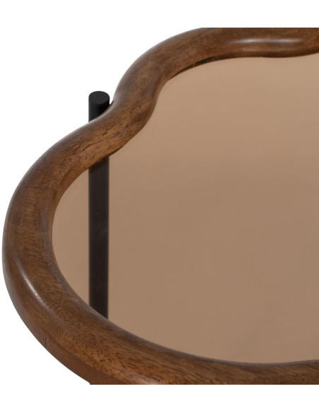 Table basse gigogne originale Nuage en Bois d'hévéa Marron Verre Métal Noir Dalven - 8