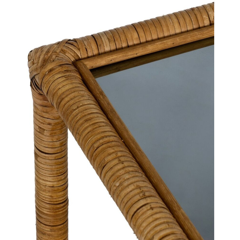 Table basse vintage Carrée 1 étagère en Rotin Naturel Verre Transparent Rattan - 3
