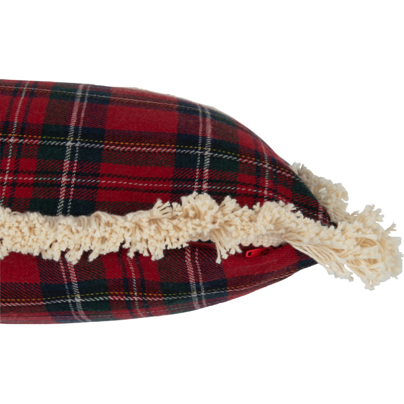 Coussin Carré Edwige 45x45 en Coton Rouge Vert Motif carreaux Message Famille - 4