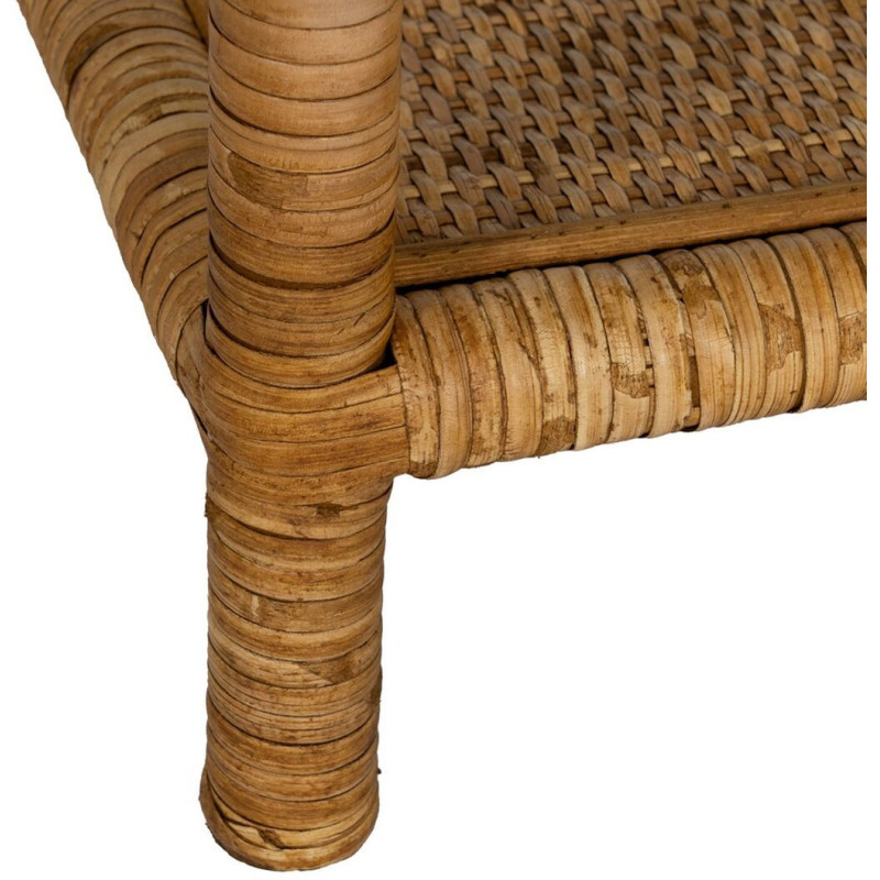 Table basse vintage Carrée 1 étagère en Rotin Naturel Verre Transparent Rattan - 5