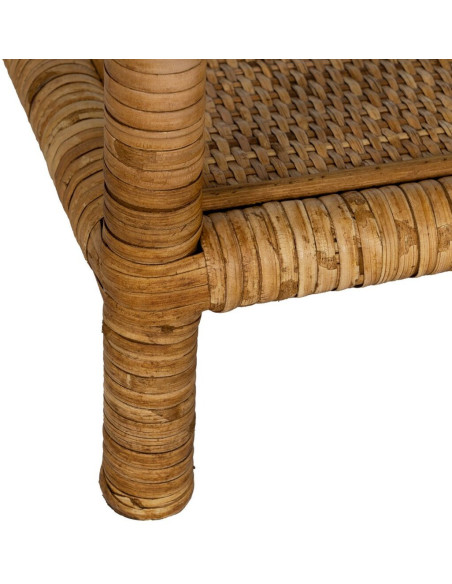 Table basse vintage Carrée 1 étagère en Rotin Naturel Verre Transparent Rattan - 5