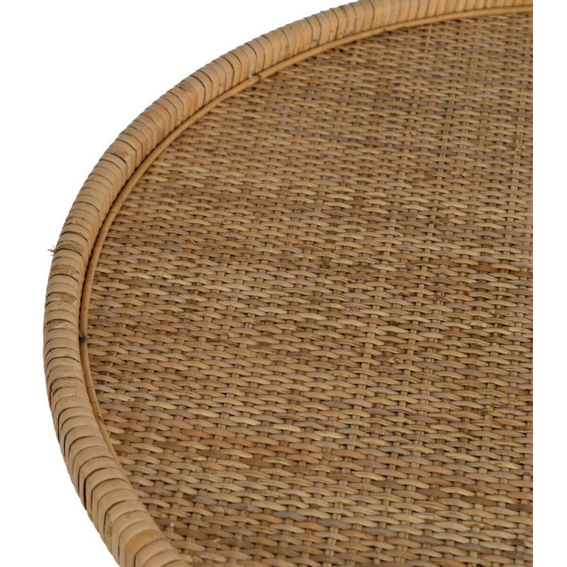 Table d'appoint vintage 60 cm Ronde 1 étagère en Rotin Naturel Rattan - 4