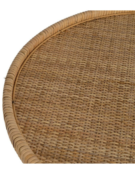 Table d'appoint vintage 60 cm Ronde 1 étagère en Rotin Naturel Rattan - 4