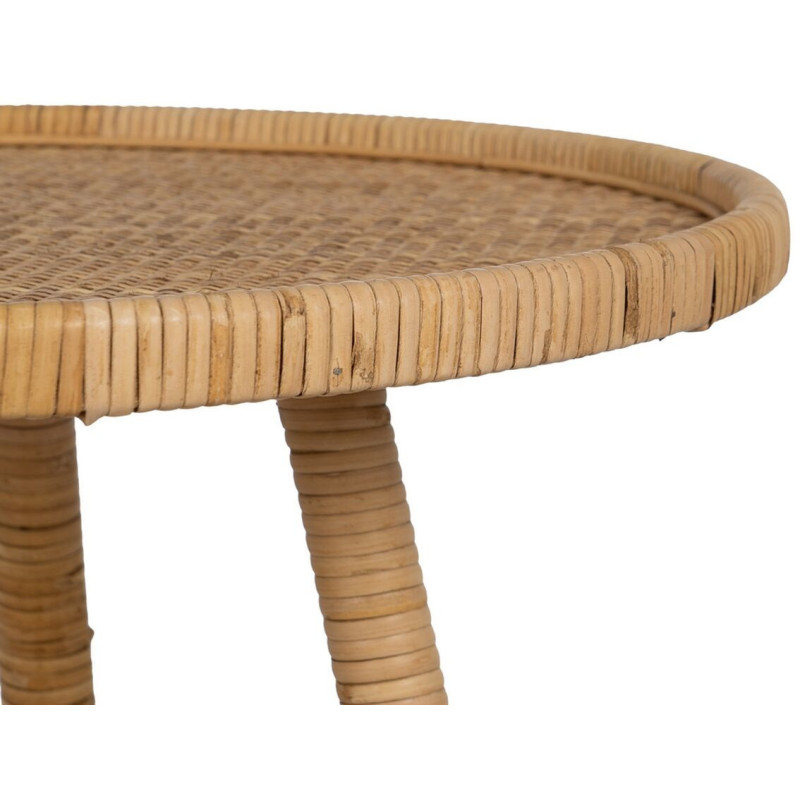 Table d'appoint vintage 60 cm Ronde 1 étagère en Rotin Naturel Rattan - 5