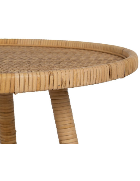 Table d'appoint vintage 60 cm Ronde 1 étagère en Rotin Naturel Rattan - 5