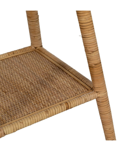 Table d'appoint vintage 60 cm Ronde 1 étagère en Rotin Naturel Rattan - 6