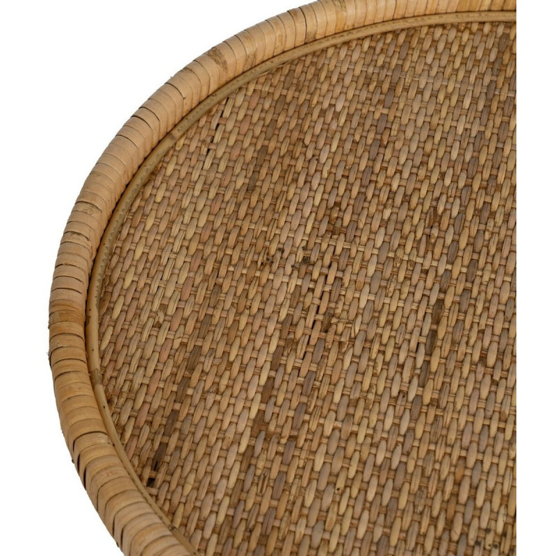 Table d'appoint vintage 45 cm Ronde 1 étagère en Rotin Naturel Rattan - 4