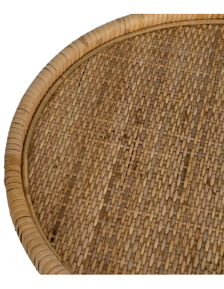 Table d'appoint vintage 45 cm Ronde 1 étagère en Rotin Naturel Rattan - 4
