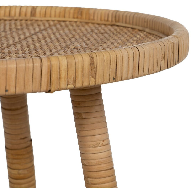 Table d'appoint vintage 45 cm Ronde 1 étagère en Rotin Naturel Rattan - 5