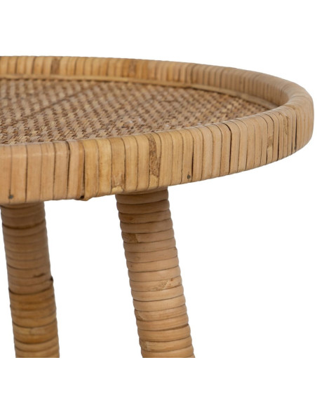 Table d'appoint vintage 45 cm Ronde 1 étagère en Rotin Naturel Rattan - 5