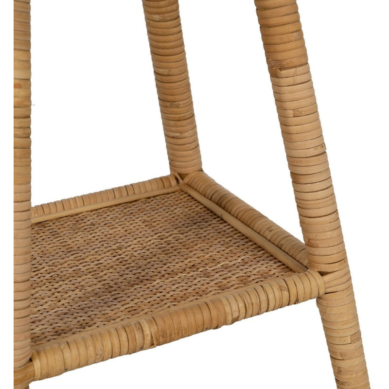 Table d'appoint vintage 45 cm Ronde 1 étagère en Rotin Naturel Rattan - 6