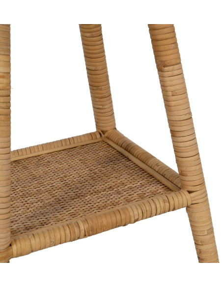 Table d'appoint vintage 45 cm Ronde 1 étagère en Rotin Naturel Rattan - 6