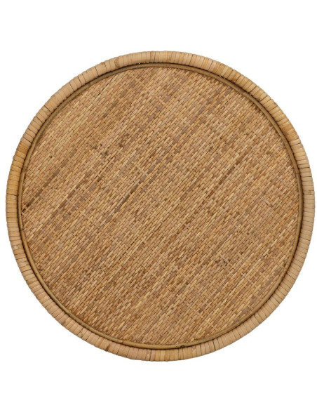 Table d'appoint vintage 45 cm Ronde 1 étagère en Rotin Naturel Rattan - 7