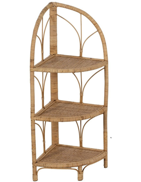 Étagère d'angle vintage 3 niveaux en Rotin Naturel Rattan - 1