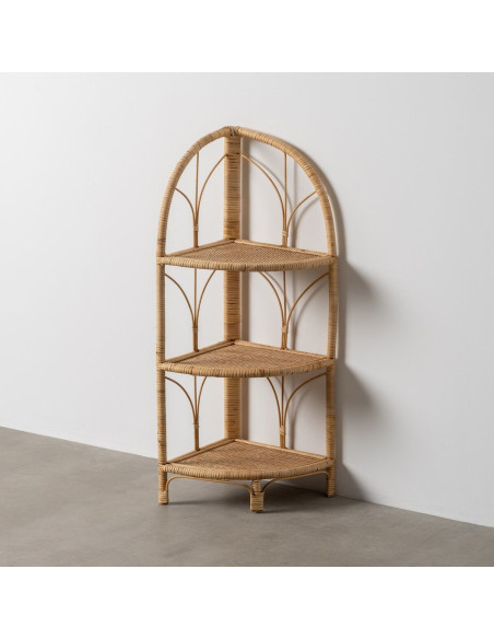 Étagère d'angle vintage 3 niveaux en Rotin Naturel Rattan - 2