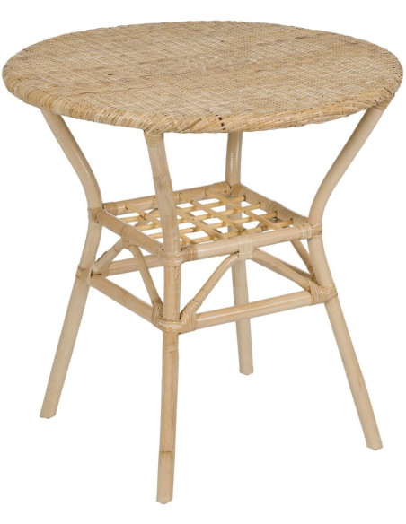 Table à manger vintage Ronde 2 personnes en Rotin Naturel Remira - 1