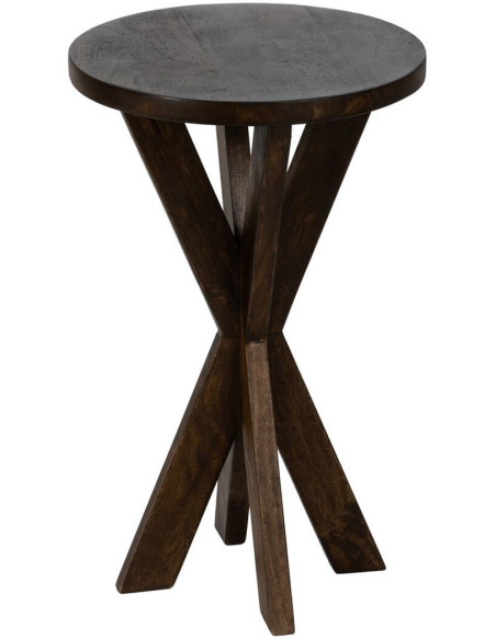 Table d'appoint moderne Ronde en Bois de manguier Marron foncé Dalira - 1