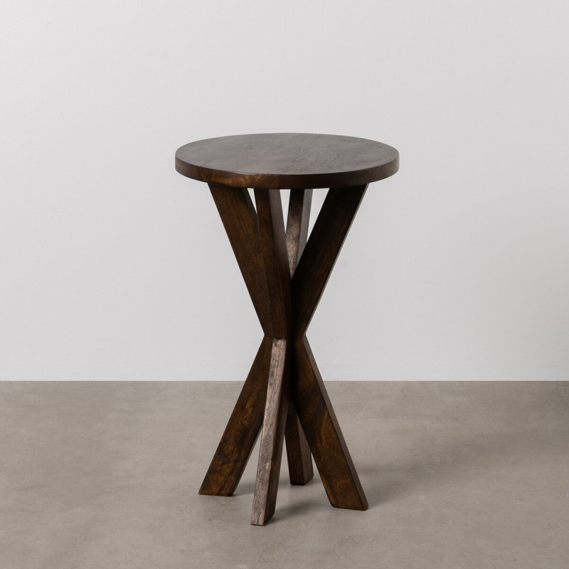 Table d'appoint moderne Ronde en Bois de manguier Marron foncé Dalira - 2