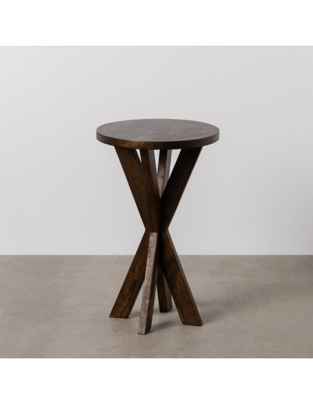 Table d'appoint moderne Ronde en Bois de manguier Marron foncé Dalira - 2