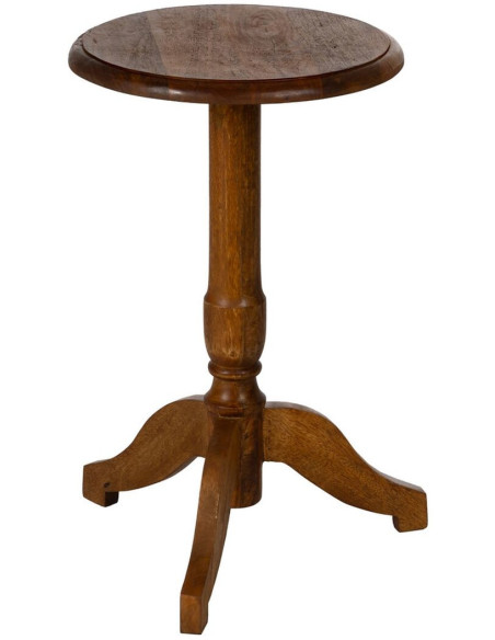 Table d'appoint vintage Ronde en Bois de manguier Marron Norlia - 1