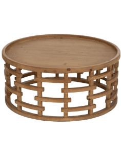 Table basse moderne Ronde en Bois de sapin Naturel Koralyn - 1