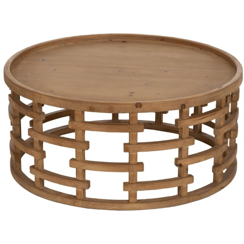 Table basse moderne Ronde en Bois de sapin Naturel Koralyn - 1