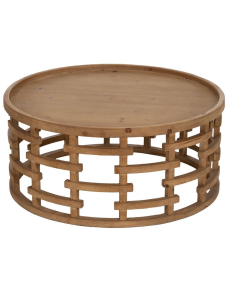 Table basse moderne Ronde en Bois de sapin Naturel Koralyn - 1