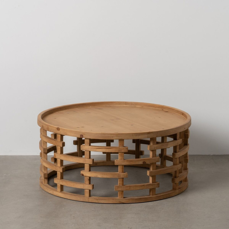 Table basse moderne Ronde en Bois de sapin Naturel Koralyn - 2