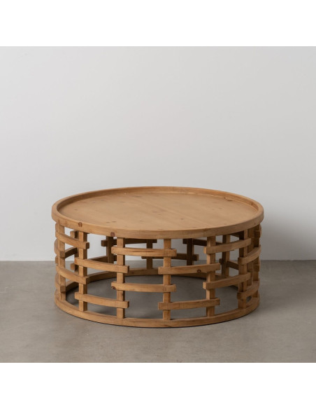 Table basse moderne Ronde en Bois de sapin Naturel Koralyn - 2