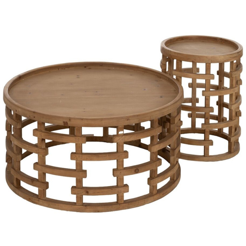 Table basse moderne Ronde en Bois de sapin Naturel Koralyn - 3