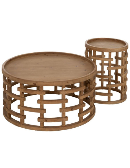 Table basse moderne Ronde en Bois de sapin Naturel Koralyn - 3