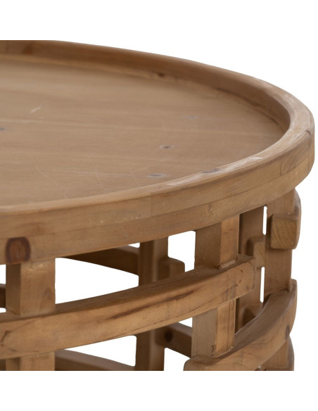 Table basse moderne Ronde en Bois de sapin Naturel Koralyn - 6