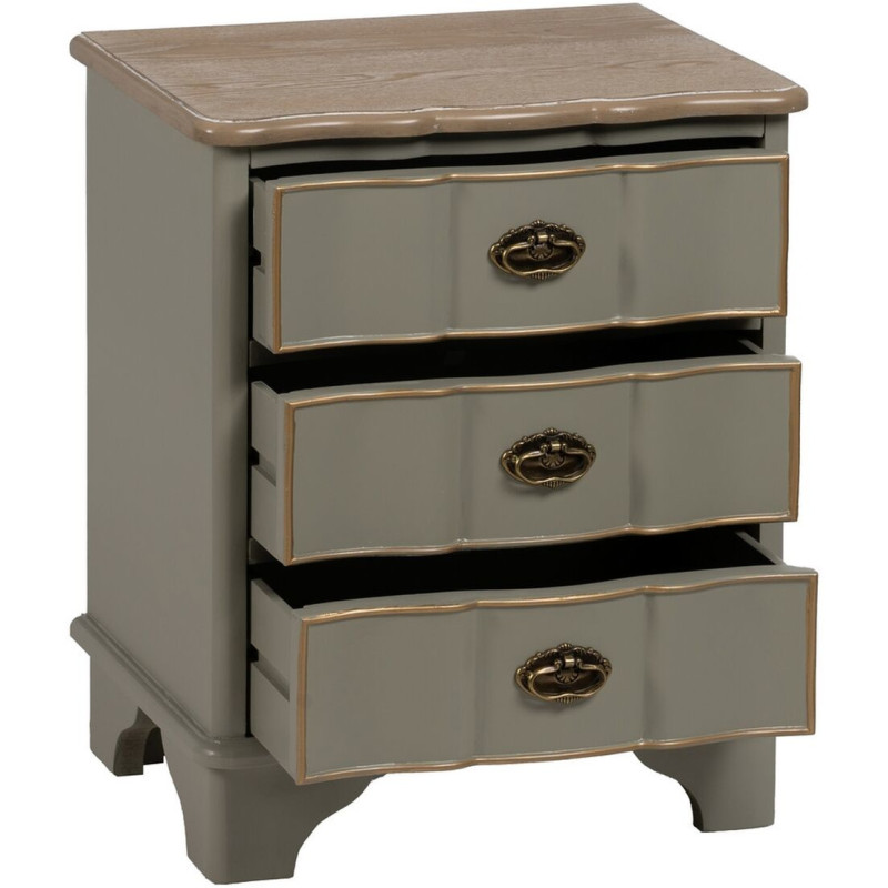 Chevet vintage 3 tiroirs en Bois de sapin Taupe Naturel Dyrlin - 3