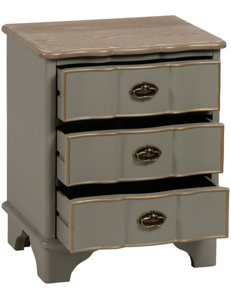 Chevet vintage 3 tiroirs en Bois de sapin Taupe Naturel Dyrlin - 3
