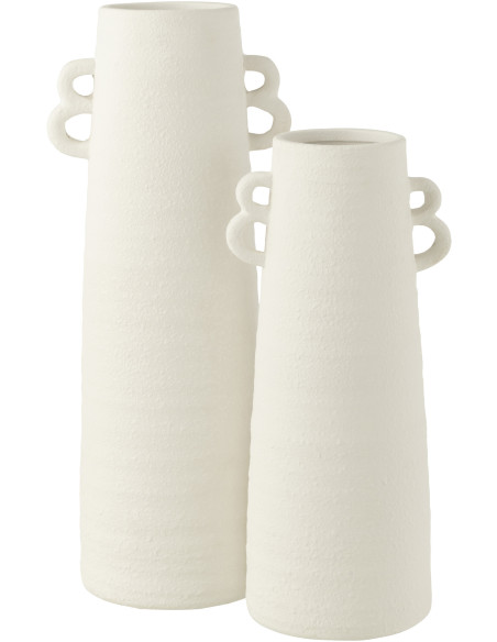 Vase Conique XL Emeka Hauteur 55 cm en Argile Blanc - 3