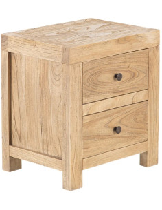 Chevet rustique 2 tiroirs en Bois de mindi Naturel Miro - 1