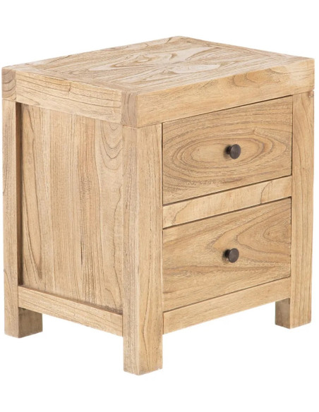 Chevet rustique 2 tiroirs en Bois de mindi Naturel Miro - 1