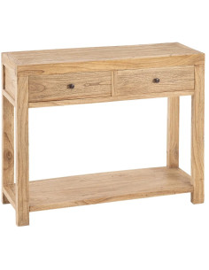 Console rustique Rectangulaire 2 tiroirs en Bois de mindi Naturel Miro - 1