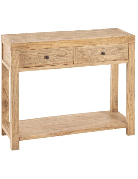 Console rustique Rectangulaire 2 tiroirs en Bois de mindi Naturel Miro - 1