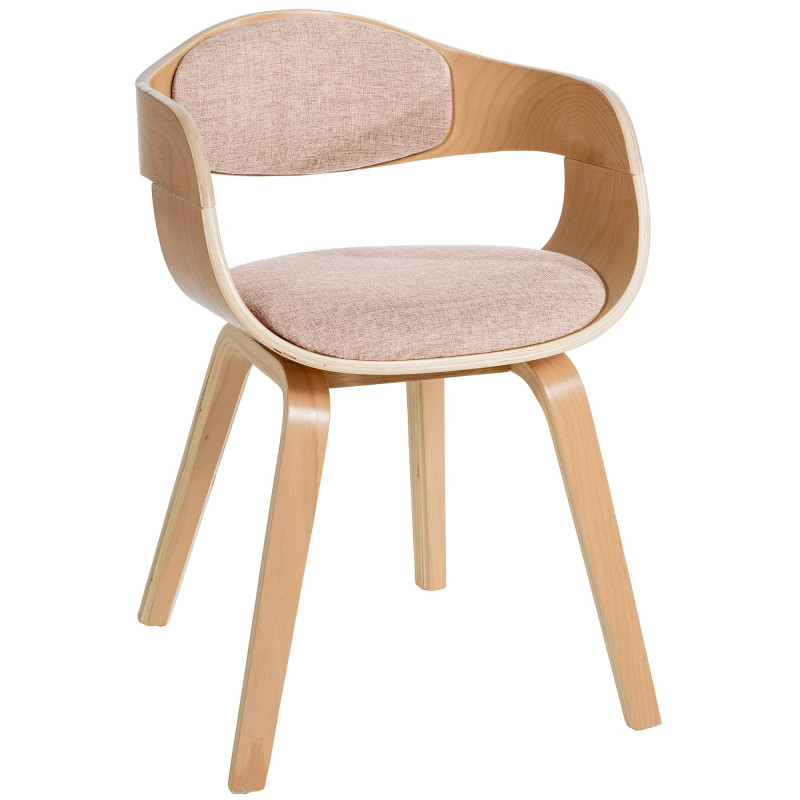 Fauteuil de table Beatrix en Polyester Beige Bois Naturel - 1