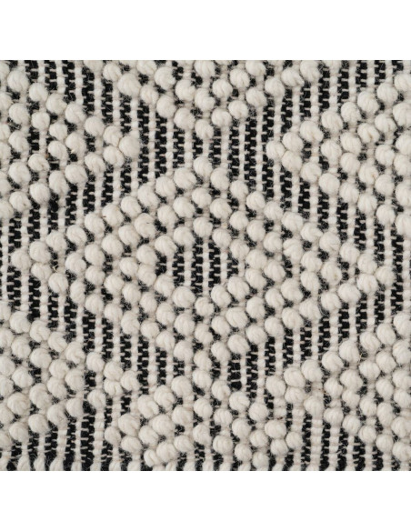 Tapis ethnique Rectangulaire 160x230 en Laine Coton Noir Blanc Avec franges Motif graphique Zalwen - 5
