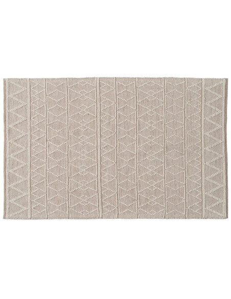 Tapis ethnique Rectangulaire 160x230 en Laine Coton Beige Blanc crème Motif graphique Vorneth - 1