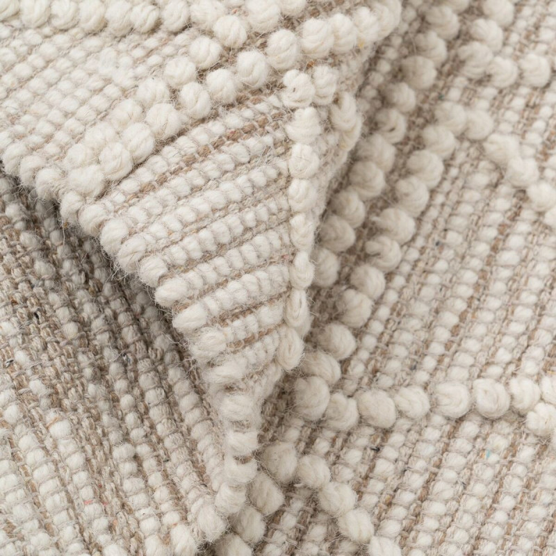 Tapis ethnique Rectangulaire 160x230 en Laine Coton Beige Blanc crème Motif graphique Vorneth - 3