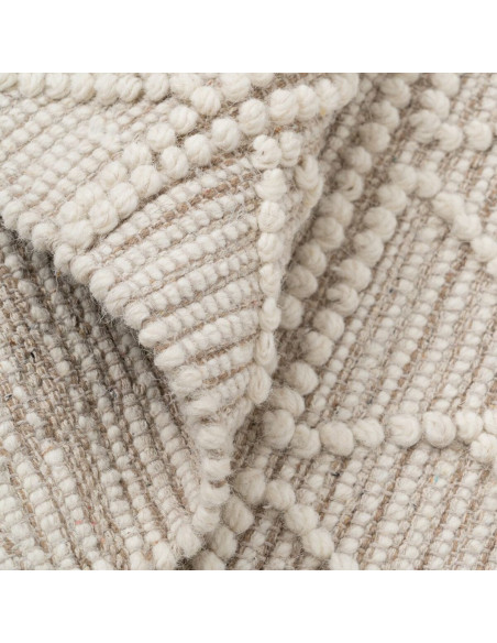 Tapis ethnique Rectangulaire 160x230 en Laine Coton Beige Blanc crème Motif graphique Vorneth - 3